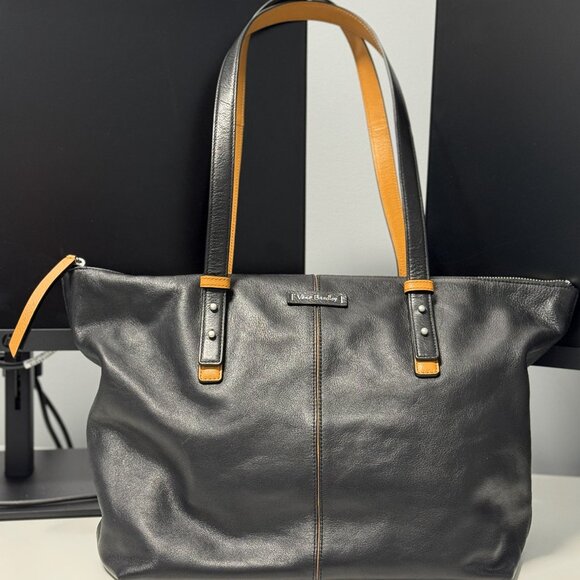NWT VERA BRADLEY Gallatin Genuine Leather Large Shoulder Tote Bag Black 22318481 - Picture 1 of 9